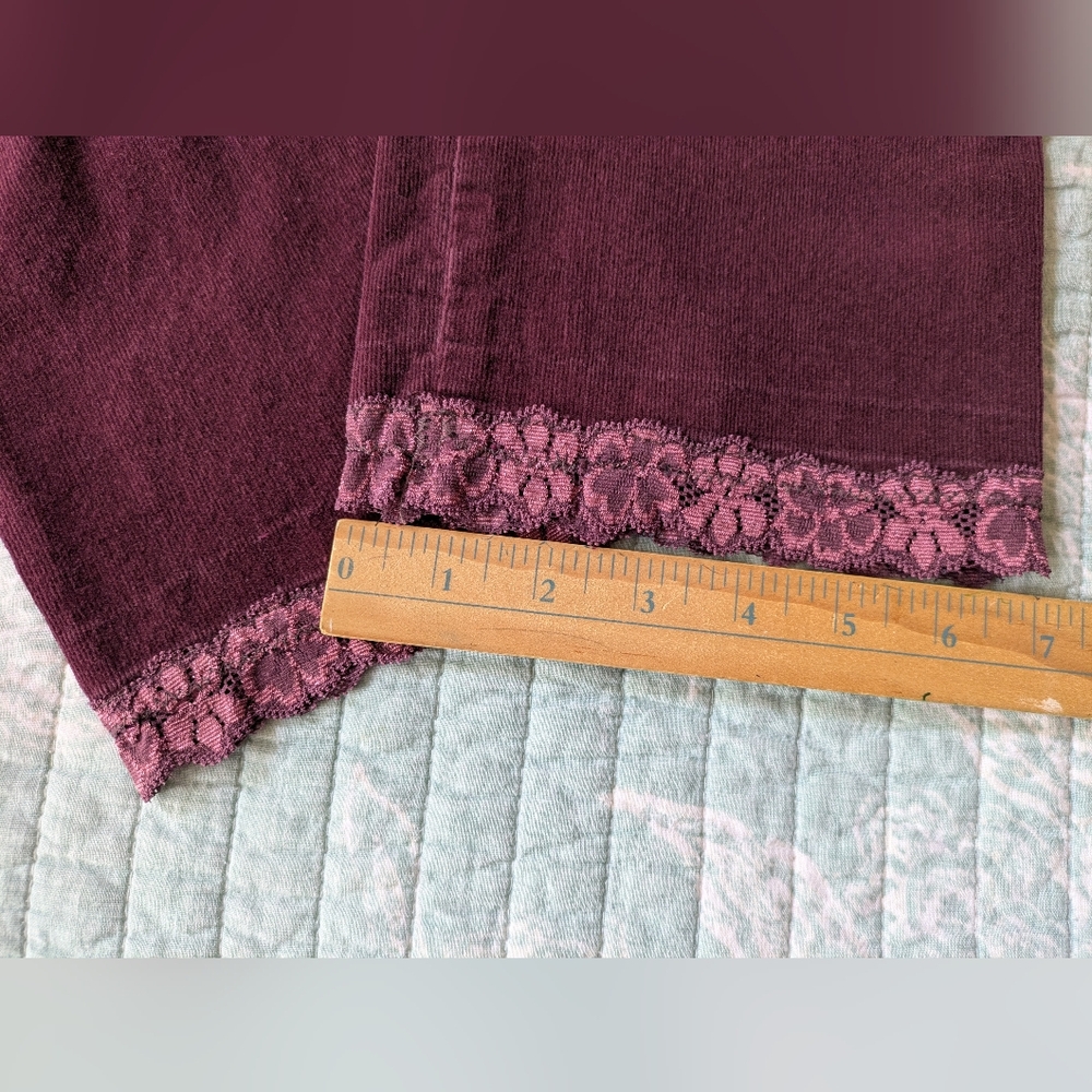 St. John's Bay Burgundy Straight-Leg Stretch Corduroys with Lace Detail. Size 8P - Picture 8 of 8
